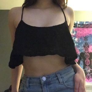 Black flowy crop top